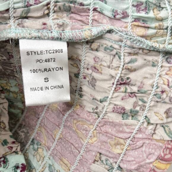 NEW Gigio USA Small Patchwork Smocked Top Cute Coquette Cottagecore Maximalism - Picture 4 of 9